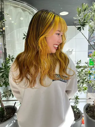 セミロング カラー 💖デザインカラー/ タダ ハナカ💖のヘアスタイル