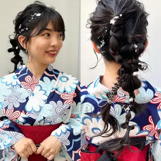 セミロング ヘアアレンジ 卒業式お呼ばれ🕊️ ヘアセット✴︎ミキのヘアスタイル