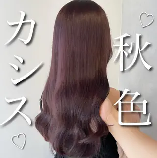 セミロング カラー ブリーチなし Wカラー🩷星野翔太のヘアスタイル