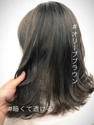 セミロング カラー 白髪ぼかしハイライト めさきすずなのヘアスタイル
