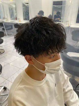ミディアム パーマ ヘアアレンジ メンズ メンズ特化 水口湧太のヘアスタイル