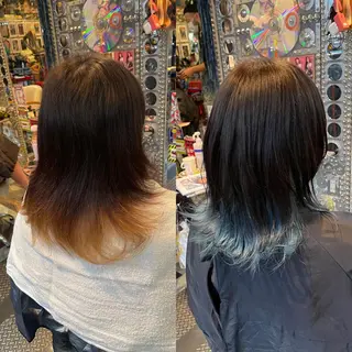 ミディアム カラー ヘアアレンジ 🌈派手髪エクステ ブレイズ🌈ひろとのヘアスタイル