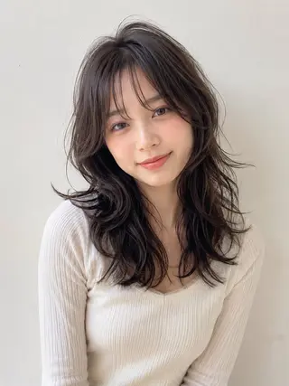 セミロング パーマ 抜きっぱなしブロンド /ハイトーン/カナタのヘアスタイル