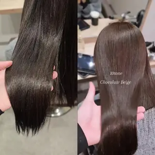 セミロング カラー 縮毛矯正をしている人 のためのカラーのヘアスタイル