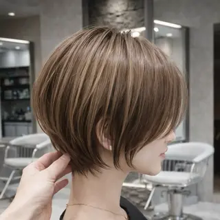ショート カラー 《髪質改善✖️レイヤ ー🩶》ナオヤのヘアスタイル