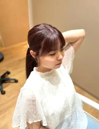 ロング カラー miwa♡暖色カラー 盛れる顔周り.ヘアメのヘアスタイル