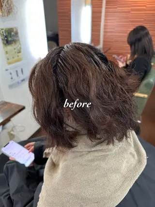 ミディアム パーマ 💜推しインナー カラー/菊池柊真💜のヘアスタイル