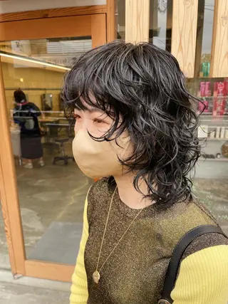 ミディアム パーマ 髪質改善×美髪矯正 艶髪カラー　阪口のヘアスタイル