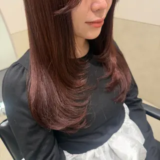 セミロング カラー ヘアアレンジ mai🍑暖色カラー /レイヤー💖のヘアスタイル