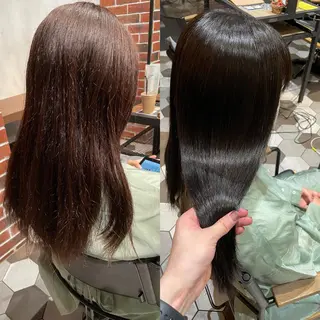 セミロング 髪質改善、縮毛矯正 酸性縮毛矯正のヘアスタイル