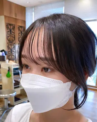 セミロング カラー 顔まわりカット🌟 くびれヘア/寺門遥輝のヘアスタイル