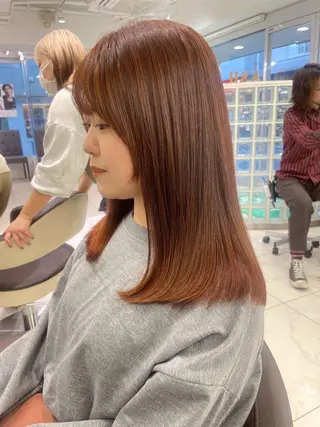 セミロング カラー 店長福島成美/髪質 改善縮毛矯正/カラーのヘアスタイル