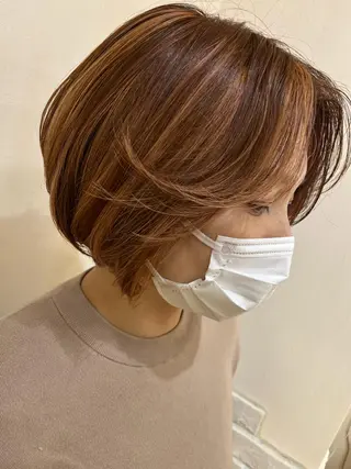 ミディアム カラー きむえり/髪質改善 /うねり広がり改善のヘアスタイル