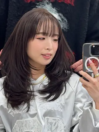 ロング カラー 山崎/ボブ縮毛矯正 レイヤー髪質改善のヘアスタイル