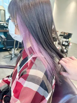 セミロング カラー ヘアアレンジ 🌈インナーカラー ‘ショウマ’🌈のヘアスタイル