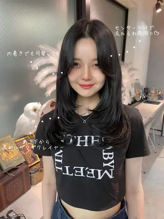 ロング カラー レイヤーカット 韓国ヘアayameのヘアスタイル