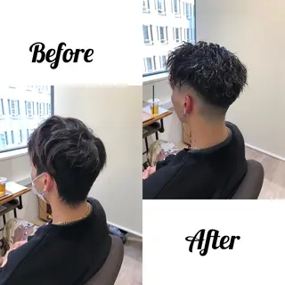 ショート カラー パーマ メンズ 関西センターパート メンズモデル募集のヘアスタイル
