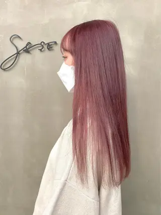 ロング 酸性ストレート/ブリ ーチなしWカラー河本のヘアスタイル