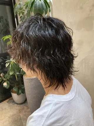 ミディアム パーマ メンズ 波巻きスパイラルパー マ/シャドウパーマ駿のヘアスタイル