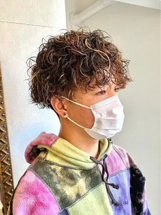 ミディアム カラー パーマ メンズ メンズパーマ職人 加藤 弘貴のヘアスタイル