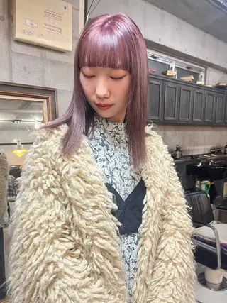 ミディアム ハイトーン/顔まわり レイヤー/YUKAのヘアスタイル