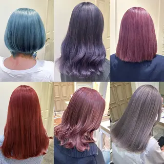 セミロング カラー ミユ🎀長さ出し 🎨デザインカラーのヘアスタイル