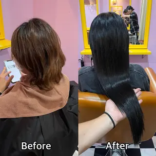 ロング シール＋ちび編み込み エクステ梅田🐨のヘアスタイル