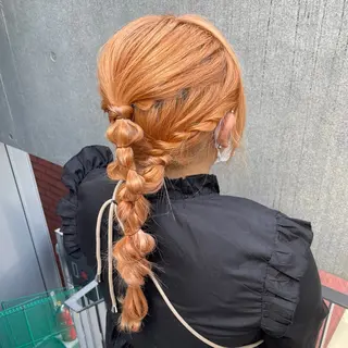 ミディアム ヘアアレンジ レイヤー/透けカラー アレンジ/篠崎渚彩のヘアスタイル
