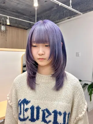 ミディアム カラー 艶カラー/レイヤー/ ハイトーン/まなみのヘアスタイル