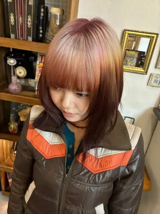 ミディアム ヒラカホ/ ブリーチ/似合わせのヘアスタイル