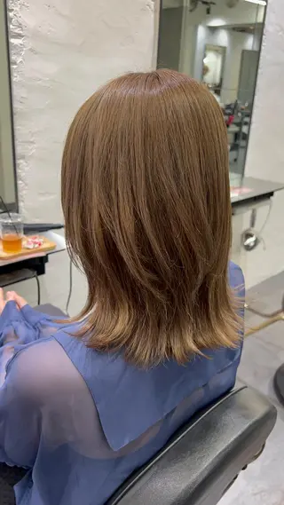 ミディアム カラー パーマ ヘアアレンジ メンズ キッズ ネイル マツエク・マツパ アイブロウ ウルフレイヤーカット /チヒロのヘアスタイル