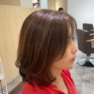 ミディアム カラー 酸性ストレート/ブリ ーチなしWカラー河本のヘアスタイル