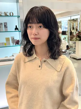 ミディアム パーマ デジタルパーマ 🌀ボブ　萩原　龍のヘアスタイル