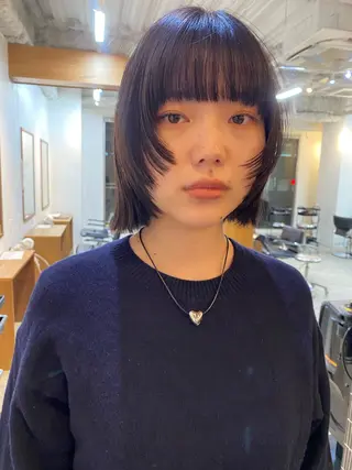 ミディアム カラー 永田 愛莉のヘアスタイル