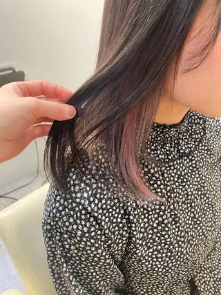 セミロング カラー 酸性ストレート/ブリ ーチなしWカラー河本のヘアスタイル