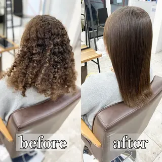 ロング 曲がる矯正& 縦落ちスパイラル特化のヘアスタイル