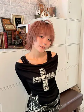 ショート カラー ウルフレイヤー エクステ/kokiのヘアスタイル