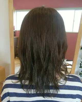 ミディアム カラー 酸性ストレート/ブリ ーチなしWカラー河本のヘアスタイル