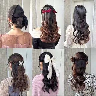 ロング ヘアアレンジ 縮毛矯正/エクステ /艶カラー/ヘアメのヘアスタイル