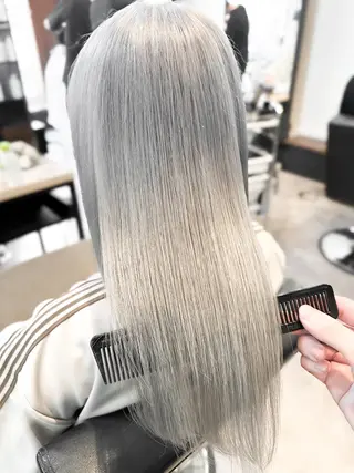 セミロング カラー ブリーチカラー🔥 パーマ【佐々木凌平】のヘアスタイル