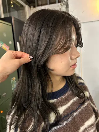 セミロング カラー maho/垢抜け カラーパーマメイクのヘアスタイル