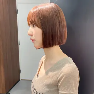 ショート カラー 縮毛矯正/ストンボブ Wカラー💎ヒデジのヘアスタイル