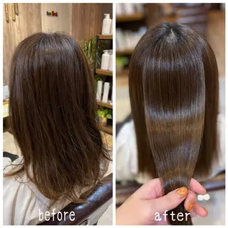 セミロング カラー 髪質改善で 憧れの潤艶美髪にのヘアスタイル
