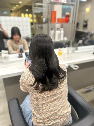 ミディアム カラー パーマ ヘアアレンジ メンズ キッズ 🦋韓国レイヤー｜ 透明感グレージュ🦋のヘアスタイル