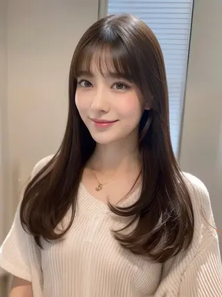 セミロング カラー ヘアアレンジ 骨格別小顔カット/ 顔周りカット/金井のヘアスタイル