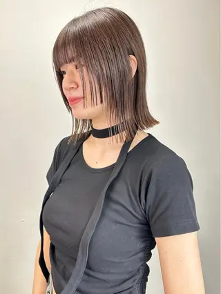 ショート カラー 縮毛矯正×ボブ職人 【圧倒的朝楽ボブ】のヘアスタイル