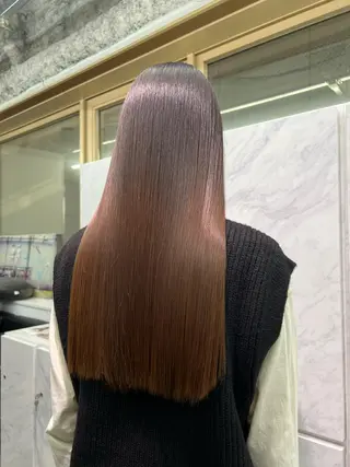 ロング ハイトーン&髪質改善 ＆韓国エクステ🤎のヘアスタイル