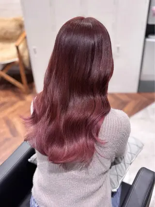 セミロング カラー 詩乃🎀ピンク 暖色系🫧レイヤーのヘアスタイル