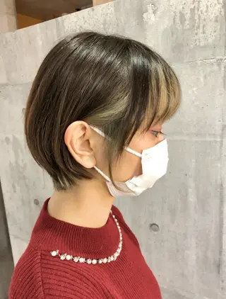 ショート カラー 興津/韓国レイヤー ダブルカラー美髪縮毛のヘアスタイル