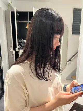 セミロング カラー 赤み消しカラー/ ナチュラル/トモキのヘアスタイル